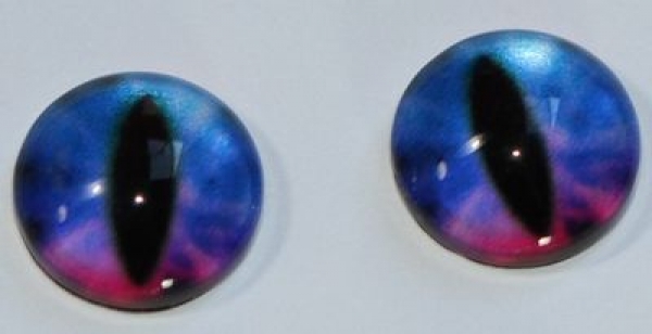 1 Paar Augen Glaslinsen Katze zum Aufkleben 8 mm blau pink