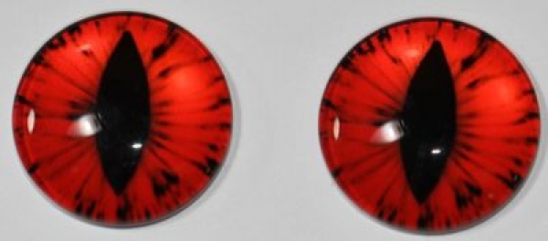 1 Paar Augen Glaslinsen Katze/Drache zum Aufkleben 20 mm rot schwarz