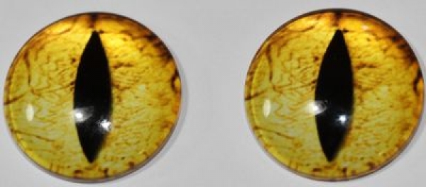 1 Paar Augen Glaslinsen Katze/Drache zum Aufkleben 18 mm gold braun