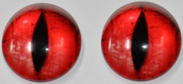 1 Paar Augen Glaslinsen Katze/Drache zum Aufkleben 18 mm rot schwarz