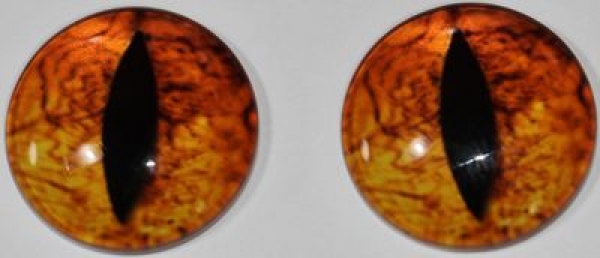 1 Paar Augen Glaslinsen Katze/Drache zum Aufkleben 18 mm bronze