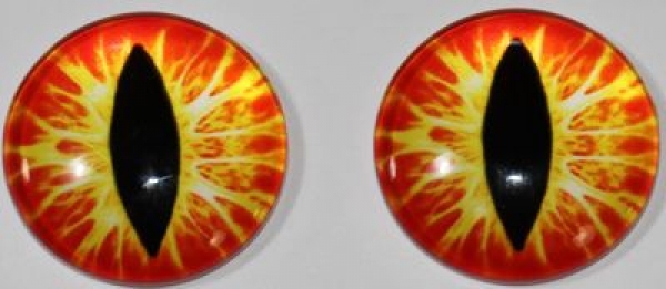 1 Paar Augen Glaslinsen Katze/Drache zum Aufkleben 18 mm gelb orange