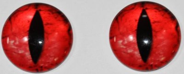 1 Paar Augen Glaslinsen Katze/Drache zum Aufkleben 16 mm rot