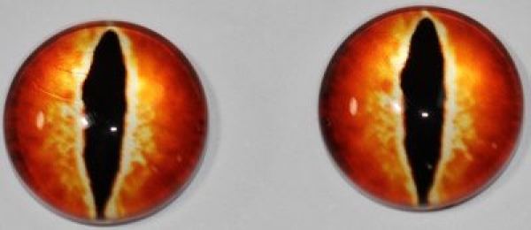 1 Paar Augen Glaslinsen Katze/Drache zum Aufkleben 12 mm rot gelb