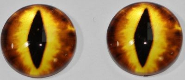 1 Paar Augen Glaslinsen Katze/Drache zum Aufkleben 12 mm gold braun