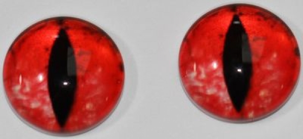 1 Paar Augen Glaslinsen Katze/Drache zum Aufkleben 12 mm rot