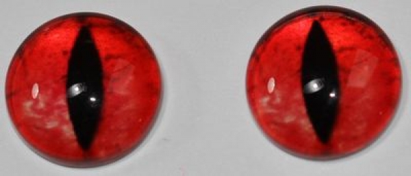 1 Paar Augen Glaslinsen Katze/Drache zum Aufkleben 10 mm rot