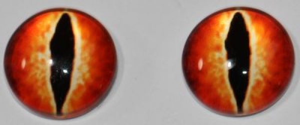 1 Paar Augen Glaslinsen Katze/Drache zum Aufkleben 10 mm rot gelb