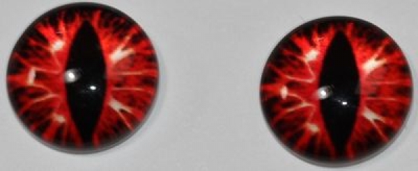 1 Paar Augen Glaslinsen Katze/Drache zum Aufkleben 10 mm rot weiß schwarz