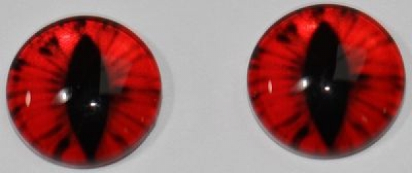 1 Paar Augen Glaslinsen Katze/Drache zum Aufkleben 10 mm rot schwarz