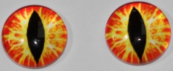 1 Paar Augen Glaslinsen Katze/Drache zum Aufkleben 10 mm orange gelb