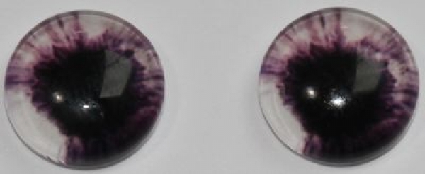 1 Paar Augen Glaslinsen zum Aufkleben 10 mm violett weiß