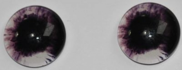 1 Paar Augen Glaslinsen zum Aufkleben 12 mm violett weiß