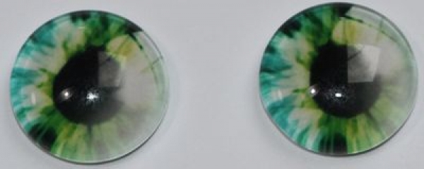 1 Paar Augen Glaslinsen zum Aufkleben 12 mm grün weiß