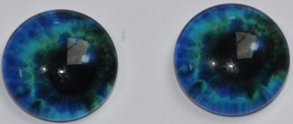1 Paar Augen Glaslinsen zum Aufkleben 12 mm blaugrün