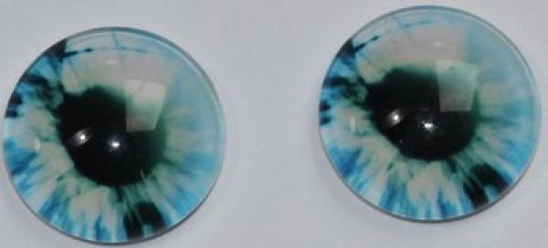 1 Paar Augen Glaslinsen zum Aufkleben 12 mm hellblau weiß