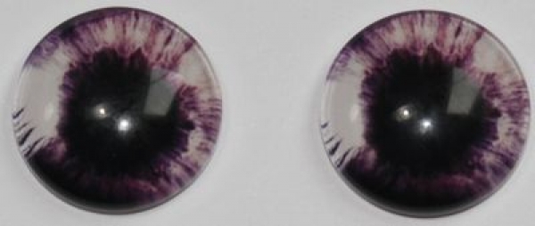 1 Paar Augen Glaslinsen zum Aufkleben 14 mm violett weiß