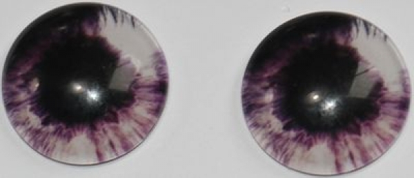 1 Paar Augen Glaslinsen zum Aufkleben 16 mm violett weiß