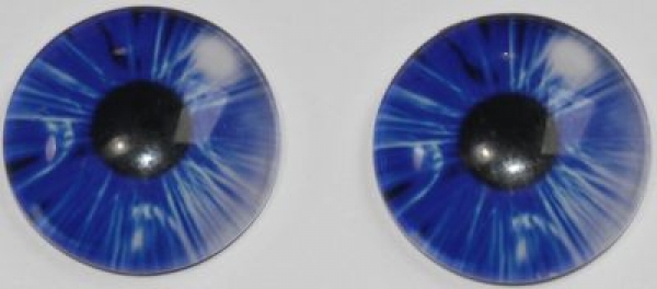 1 Paar Augen Glaslinsen zum Aufkleben 16 mm dunkelblau