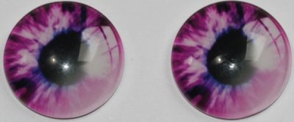 1 Paar Augen Glaslinsen zum Aufkleben 16 mm rosa weiß