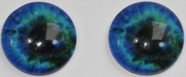 1 Paar Augen Glaslinsen zum Aufkleben 16 mm blaugrün