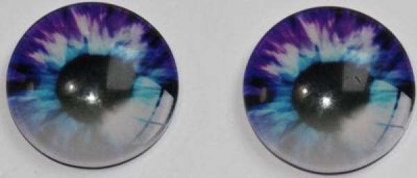 1 Paar Augen Glaslinsen zum Aufkleben 18 mm violett blau weiß