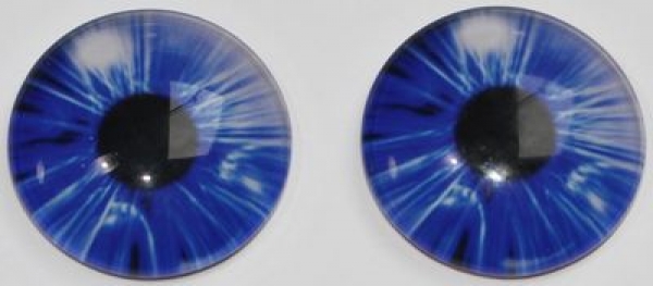 1 Paar Augen Glaslinsen zum Aufkleben 18 mm dunkelblau