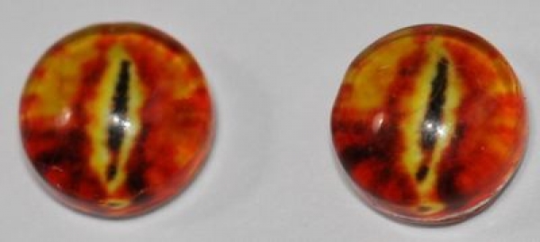 1 Paar Augen Glaslinsen Katze/Drache zum Aufkleben 6 mm orange gelb