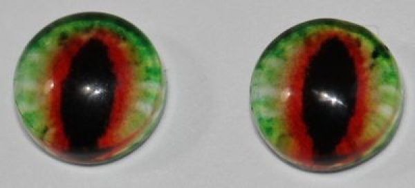 1 Paar Augen Glaslinsen Katze/Drache zum Aufkleben 6 mm grün orange