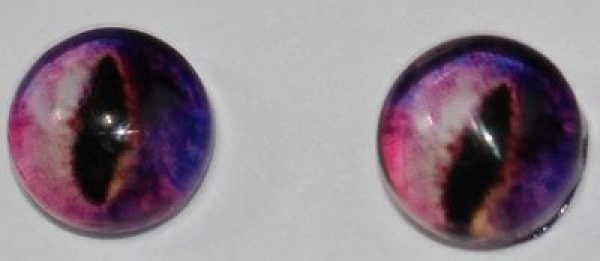 1 Paar Augen Glaslinsen Katze/Drache zum Aufkleben 6 mm rosa violett