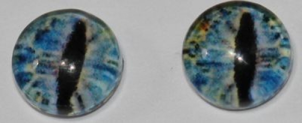 1 Paar Augen Glaslinsen Katze/Drache zum Aufkleben 6 mm hellblau marmoriert
