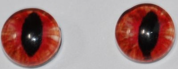 1 Paar Augen Glaslinsen Katze/Drache zum Aufkleben 6 mm rot gelb