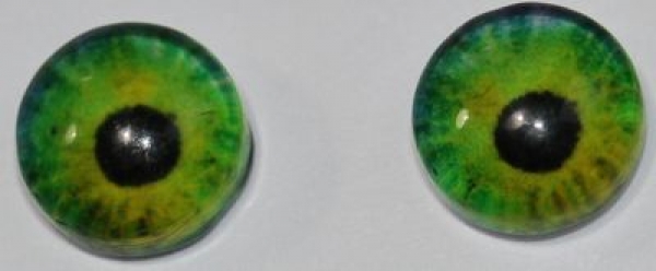 1 Paar Augen Glaslinsen zum Aufkleben 6 mm grüngelb