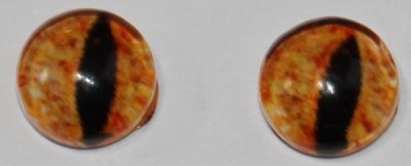 1 Paar Augen Glaslinsen Katze/Drache zum Aufkleben 6 mm orange