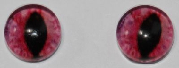 1 Paar Augen Glaslinsen Katze/Drache zum Aufkleben 6 mm pink