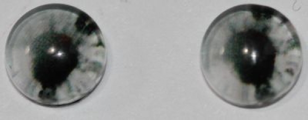 1 Paar Augen Glaslinsen zum Aufkleben 6 mm hellgrau