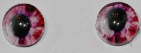 1 Paar Augen Glaslinsen zum Aufkleben 6 mm rosa weiß