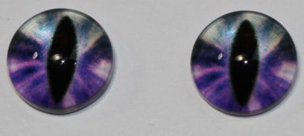1 Paar Augen Glaslinsen Katze zum Aufkleben 8 mm violett grau