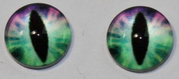 1 Paar Augen Glaslinsen Katze zum Aufkleben 8 mm hellgrün flieder