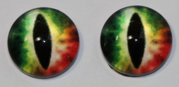1 Paar Augen Glaslinsen Katze zum Aufkleben 8 mm grün gelb rot