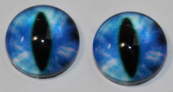 1 Paar Augen Glaslinsen Katze zum Aufkleben 8 mm blau hellblau violett