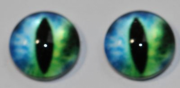 1 Paar Augen Glaslinsen Katze zum Aufkleben 8 mm blau grün