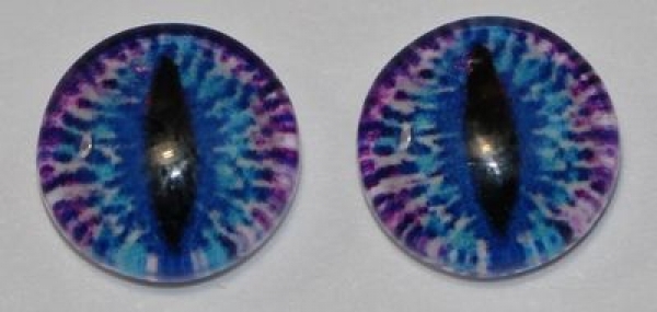 1 Paar Augen Glaslinsen Katze zum Aufkleben 8 mm blau violett weiß