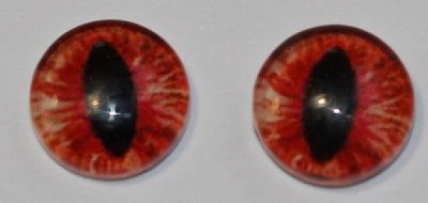 1 Paar Augen Glaslinsen Katze zum Aufkleben 8 mm rot orange