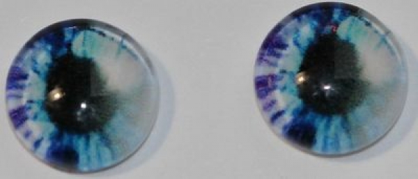 1 Paar Augen Glaslinsen zum Aufkleben 8 mm blau weiß violett