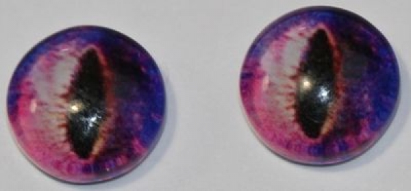 1 Paar Augen Glaslinsen Katze zum Aufkleben 8 mm rosa violett