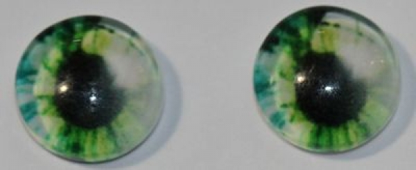 1 Paar Augen Glaslinsen zum Aufkleben 8 mm weiß grün