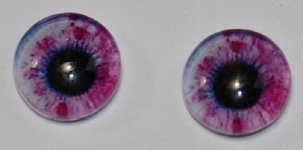 1 Paar Augen Glaslinsen zum Aufkleben 8 mm pink weiß