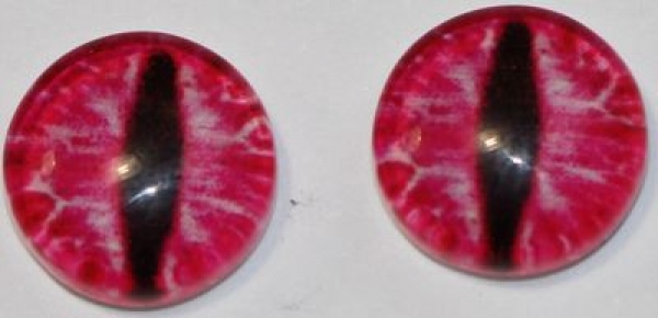 1 Paar Augen Glaslinsen Katze zum Aufkleben 8 mm pink weiß