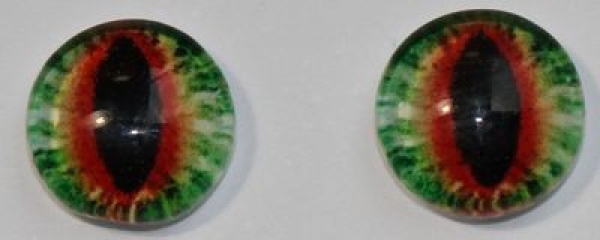 1 Paar Augen Glaslinsen Katze zum Aufkleben 8 mm grün gelb rot